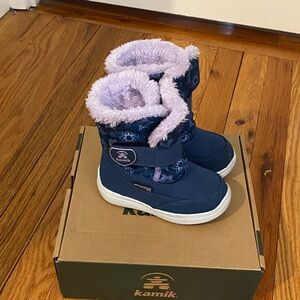 Kamik Navy and Lavender Snow Boots